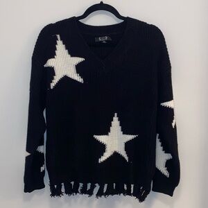A.Z.I. Star V Neck Pullover Holiday Sweater